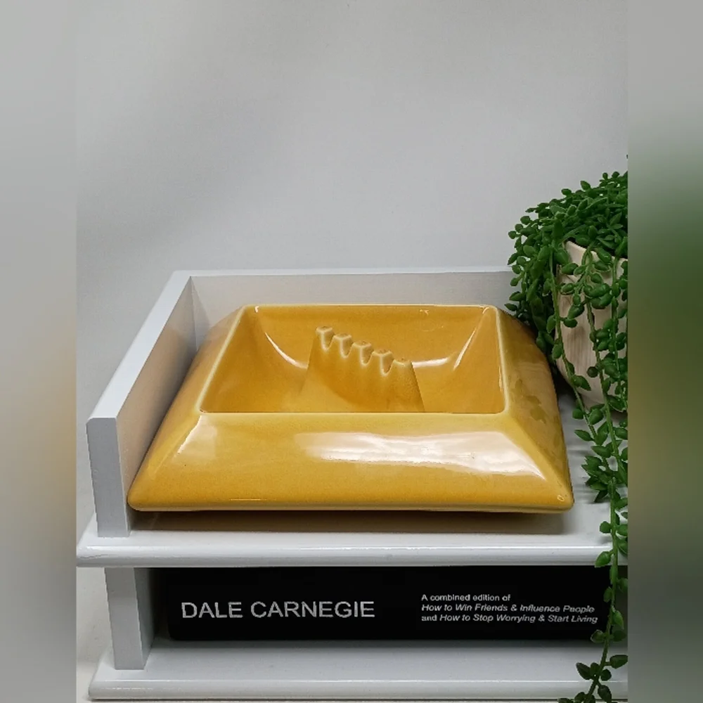Vintage Hyalyn Yellow Ceramic Ashtray